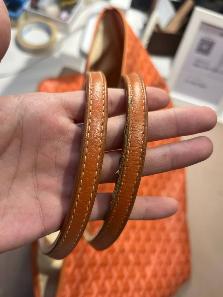 Goyard 橘色提把 · 染色修復 處理前